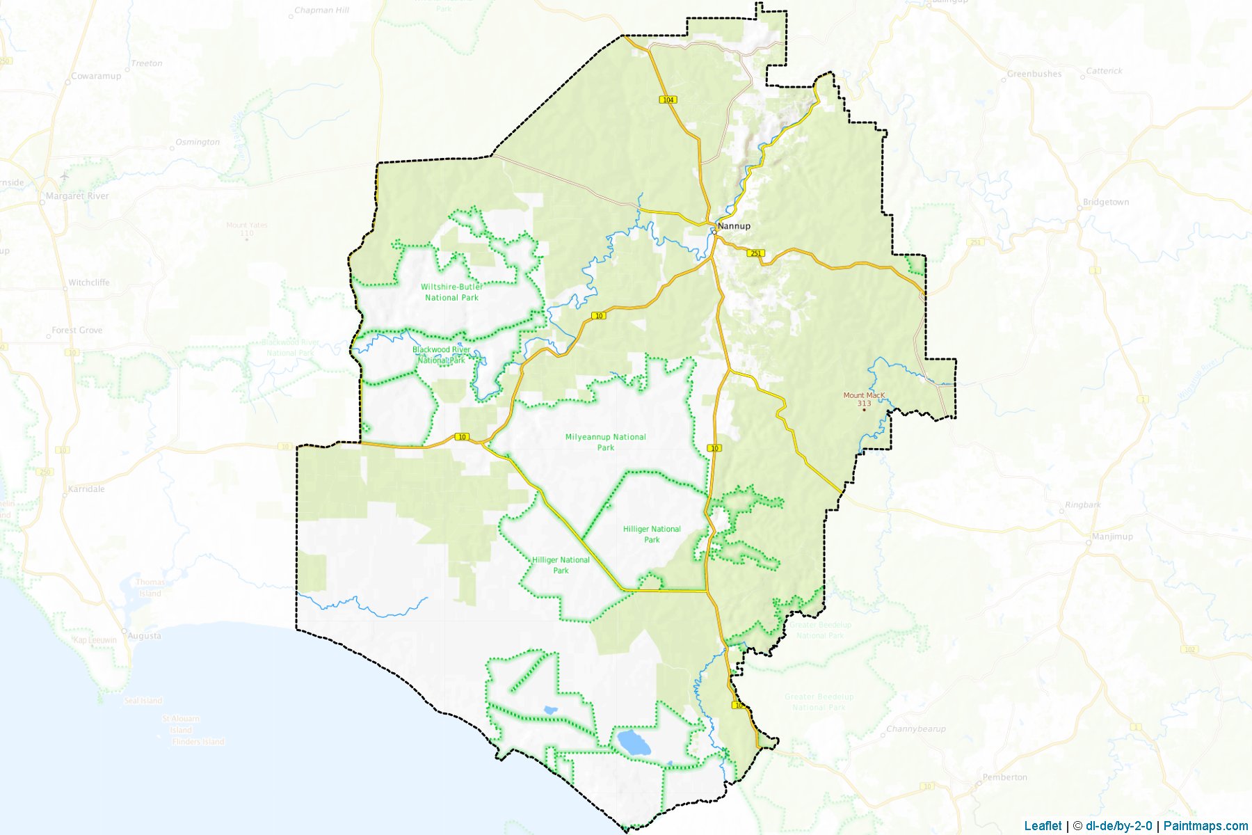 Muestras de recorte de mapas Nannup (Western Australia)-1