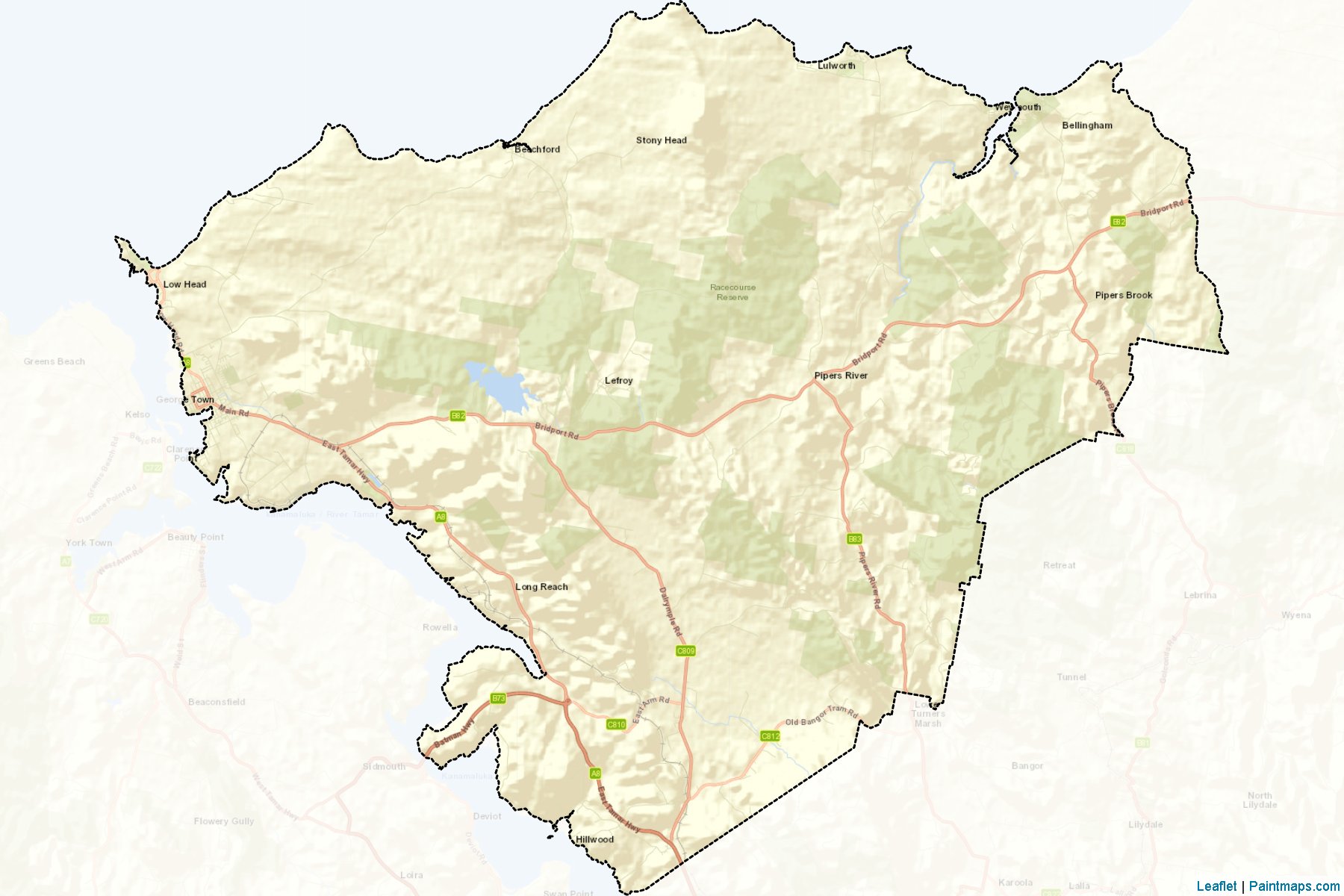 Muestras de recorte de mapas George Town (Tasmania)-2