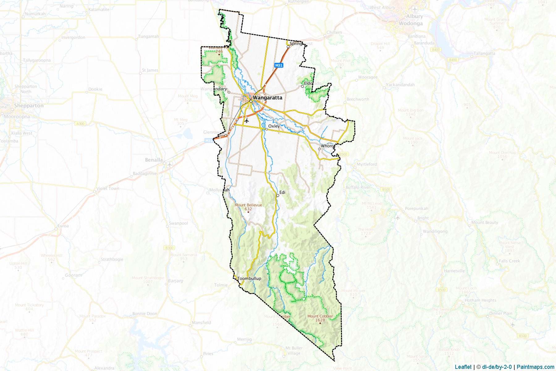 Wangaratta (Victoria) Map Cropping Samples-1