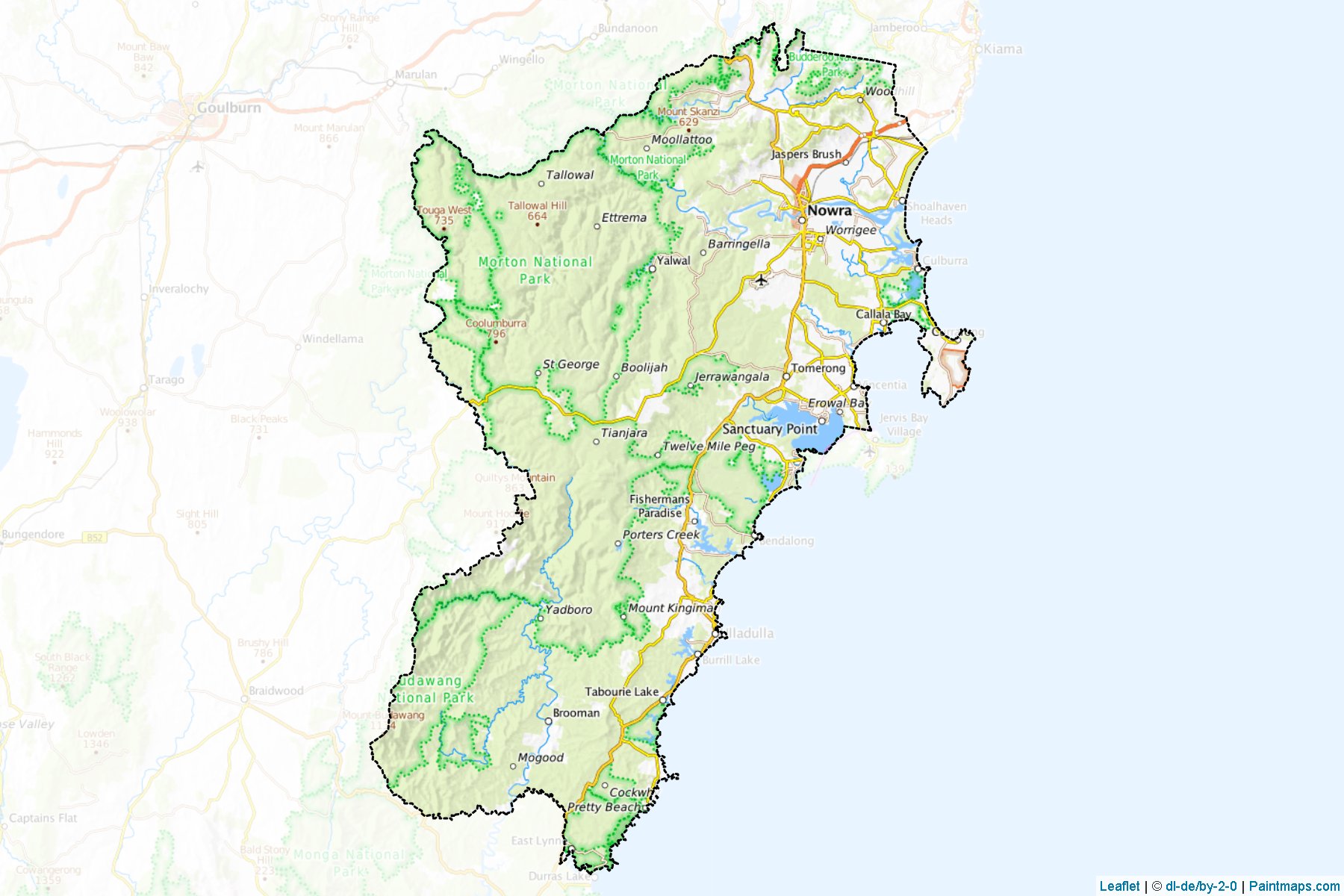 Muestras de recorte de mapas Shoalhaven (New South Wales)-1