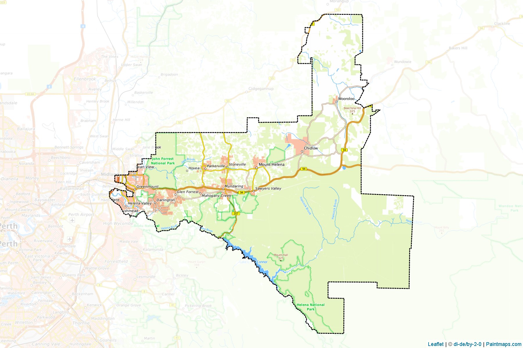 Muestras de recorte de mapas Mundaring (Western Australia)-1