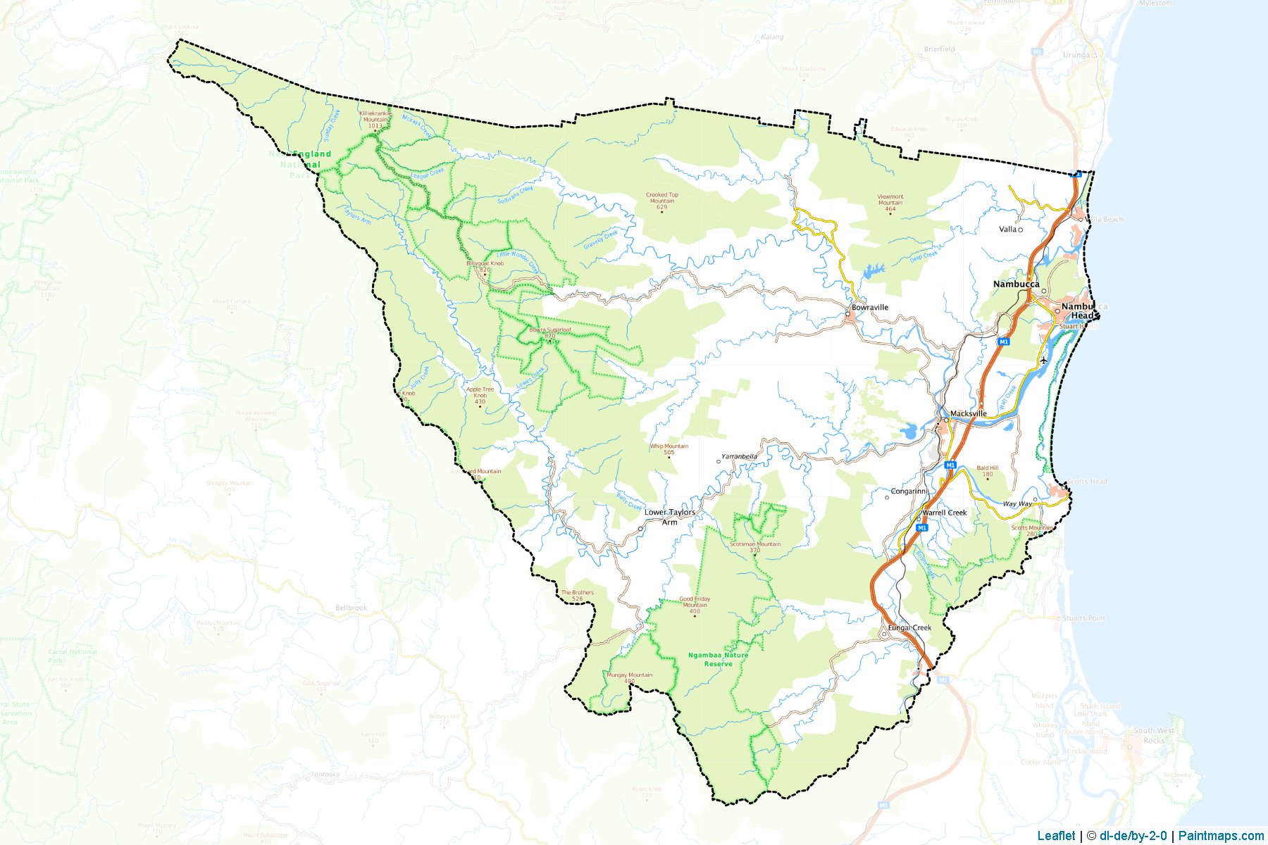 Muestras de recorte de mapas Nambucca (New South Wales)-1