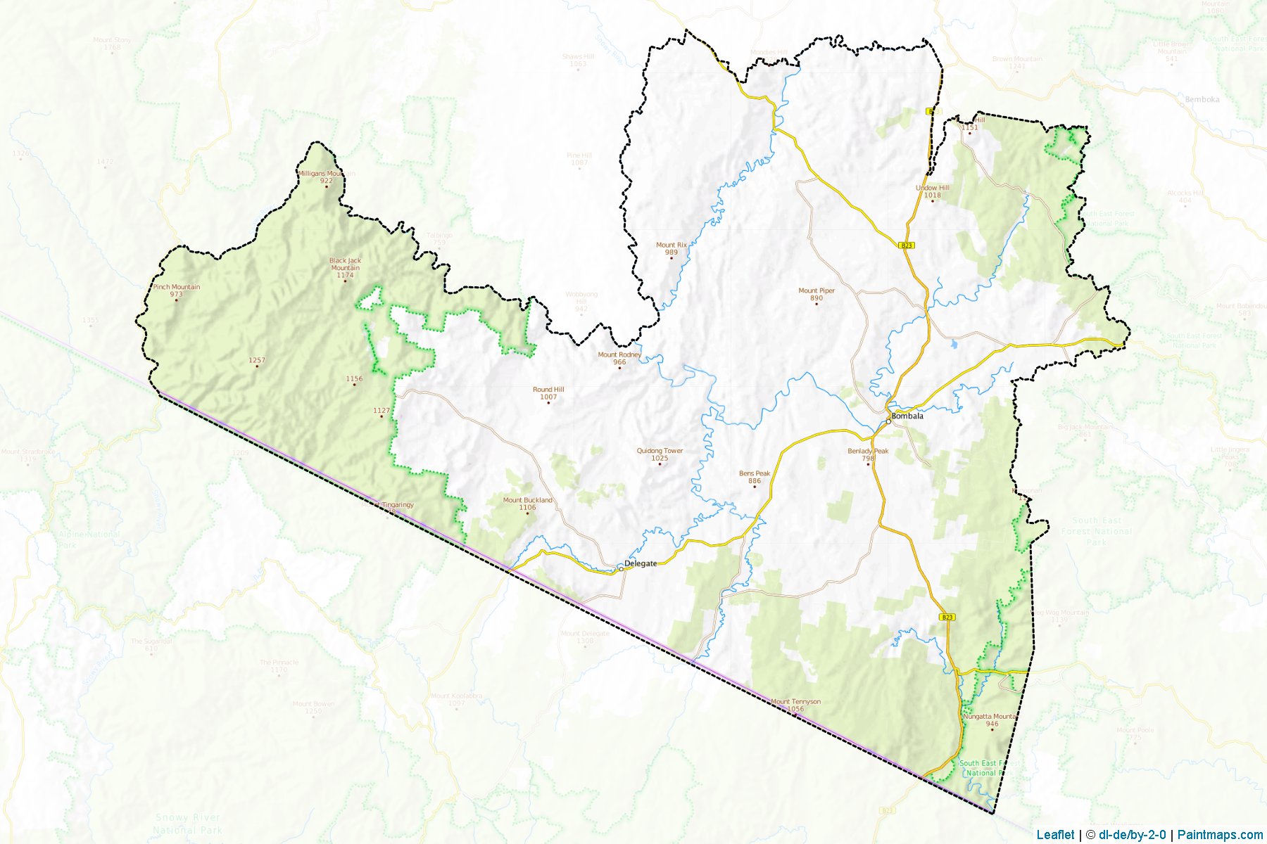 Muestras de recorte de mapas Bombala (New South Wales)-1