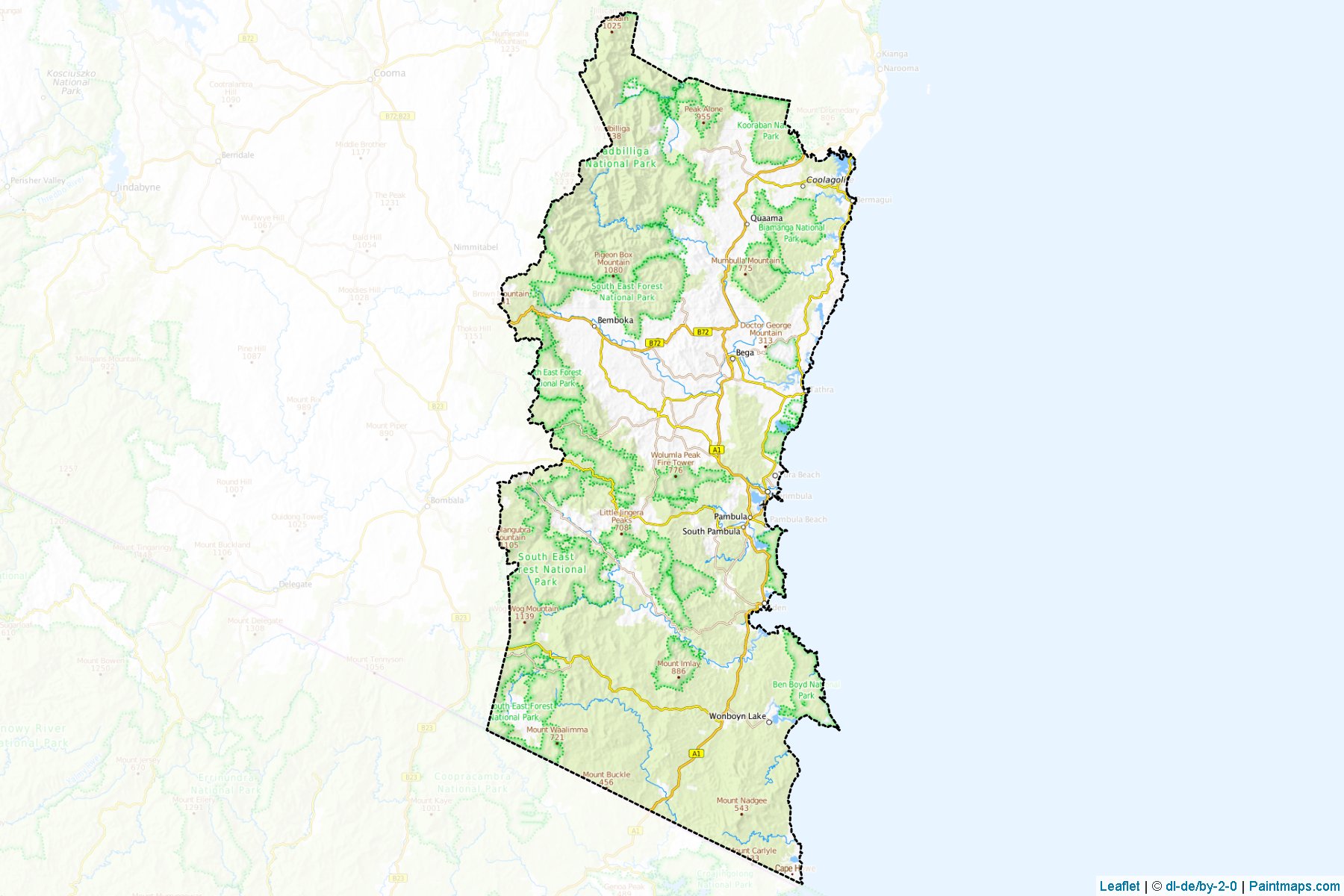 Muestras de recorte de mapas Bega Valley (New South Wales)-1