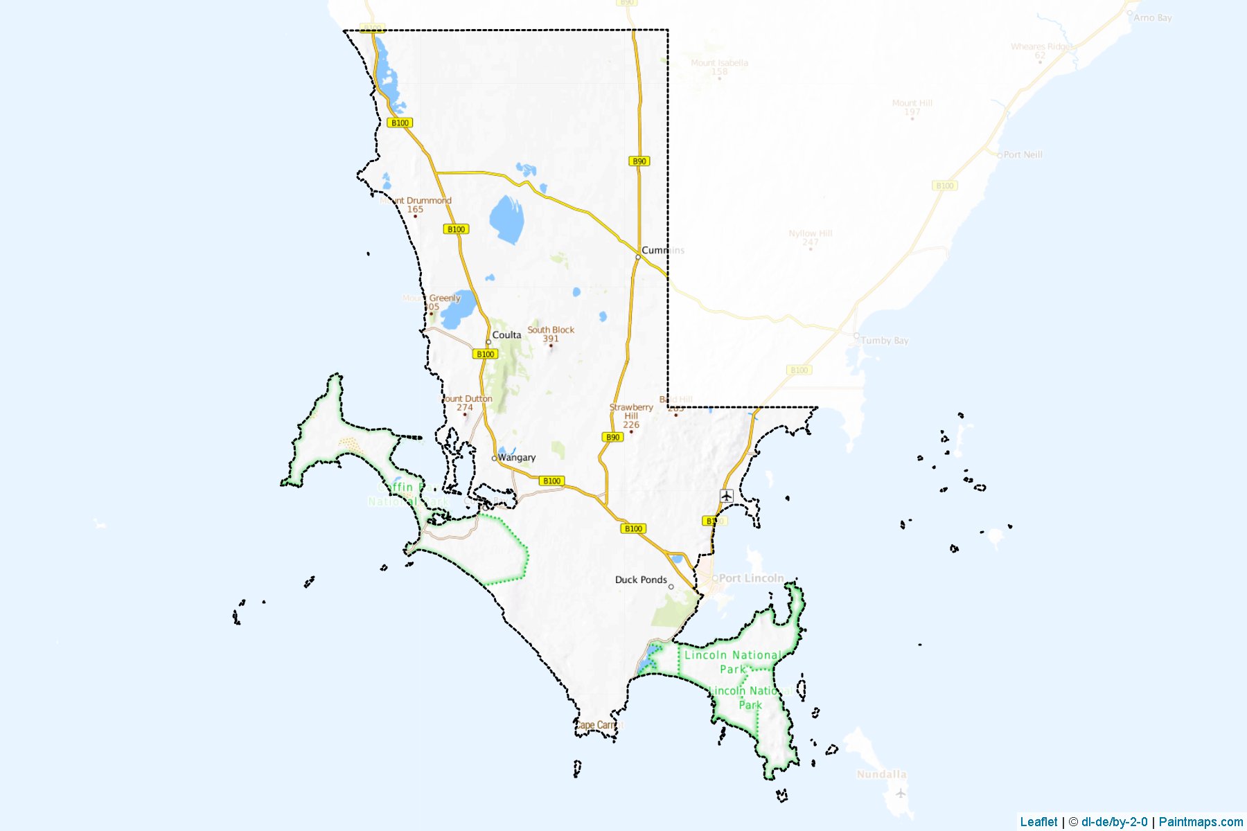 Muestras de recorte de mapas Lower Eyre Peninsula (South Australia)-1