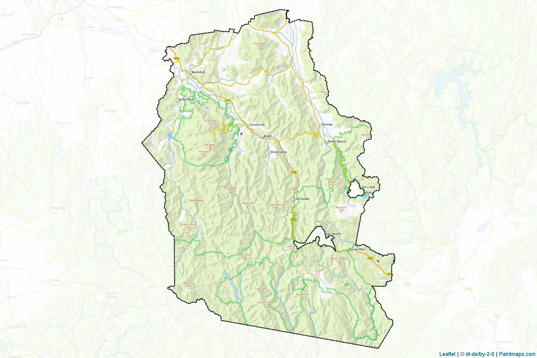 Muestras de recorte de mapas Alpine (Victoria)-1