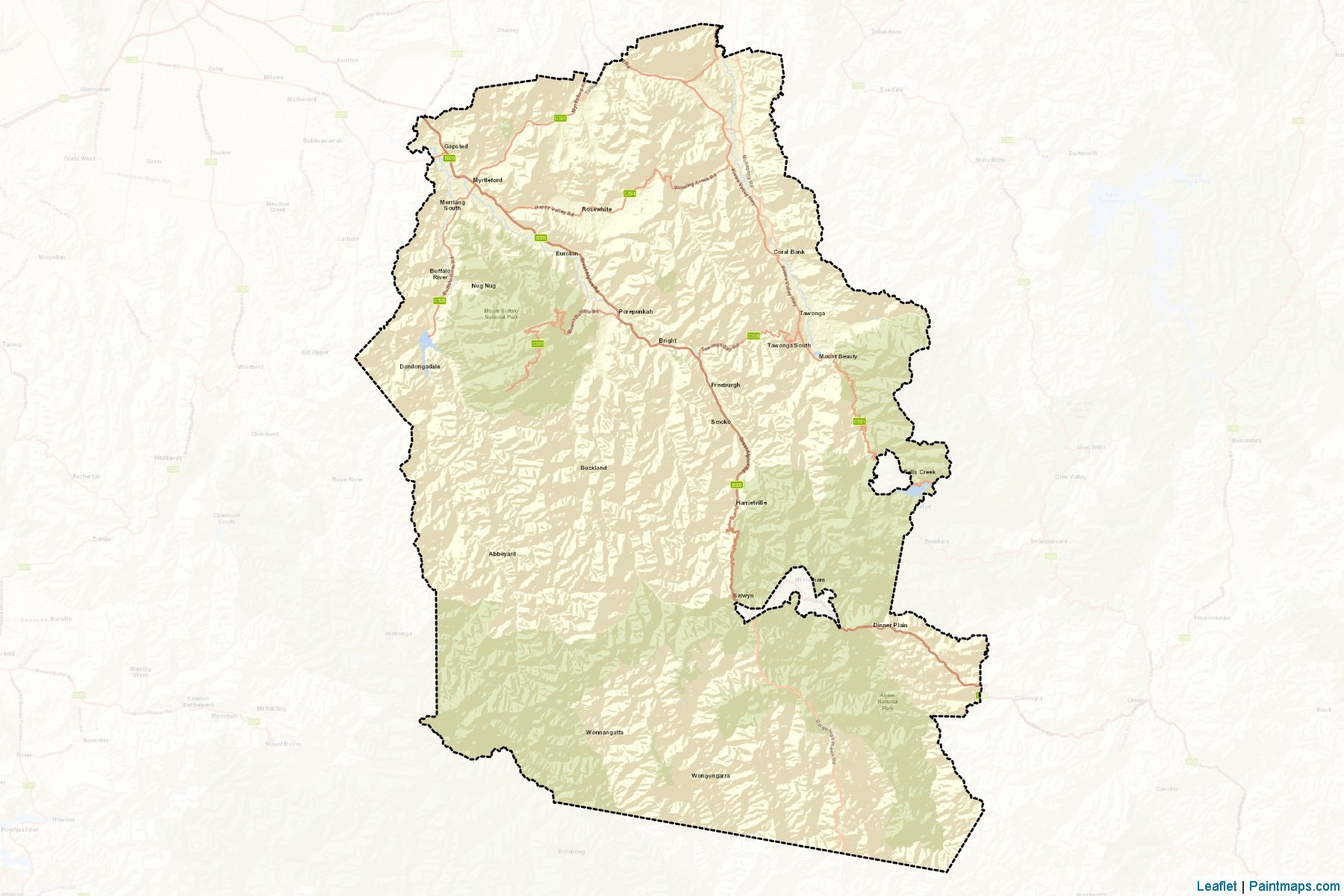 Muestras de recorte de mapas Alpine (Victoria)-2