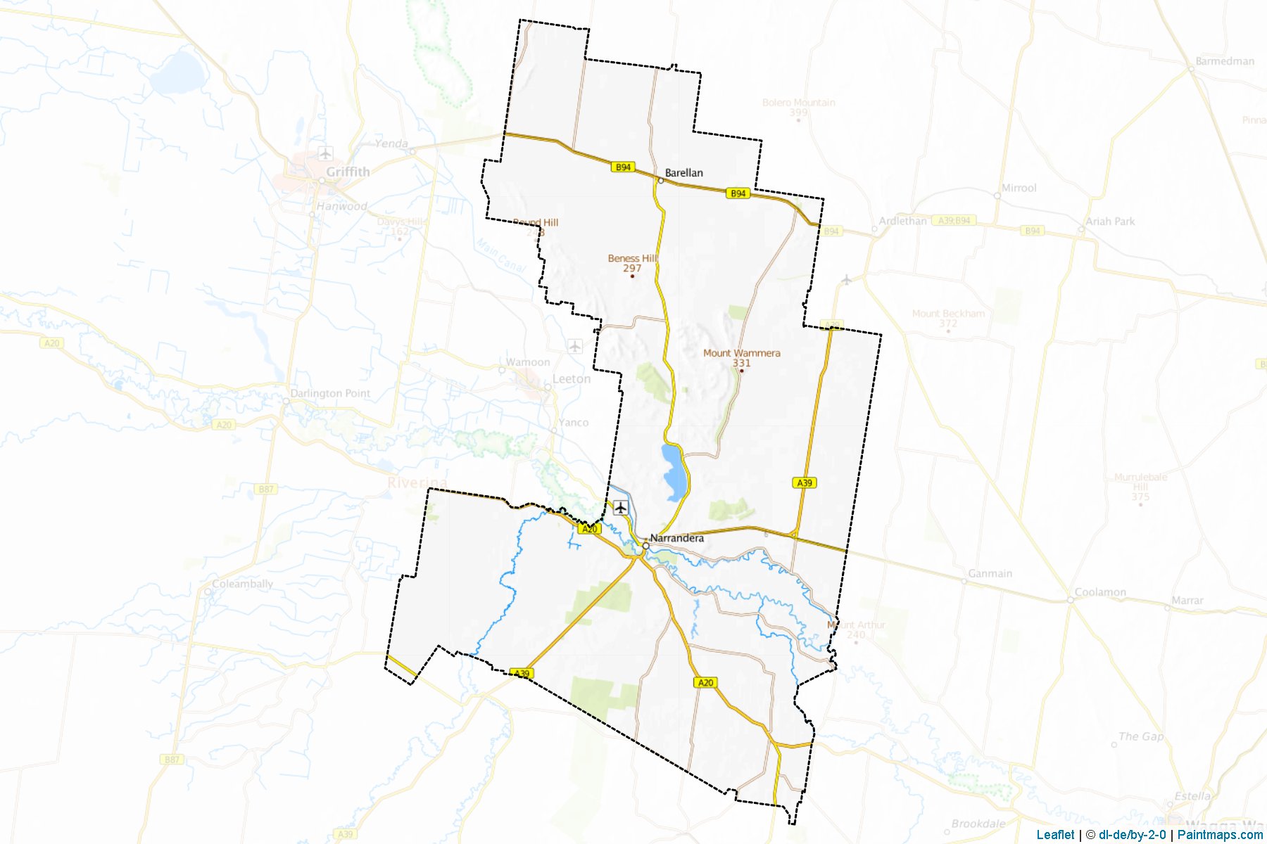 Muestras de recorte de mapas Narrandera (New South Wales)-1