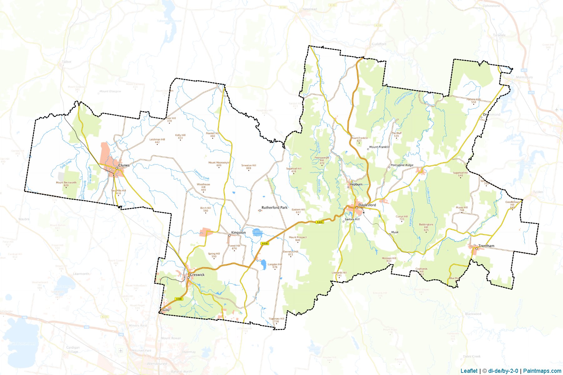 Muestras de recorte de mapas Hepburn (Victoria)-1