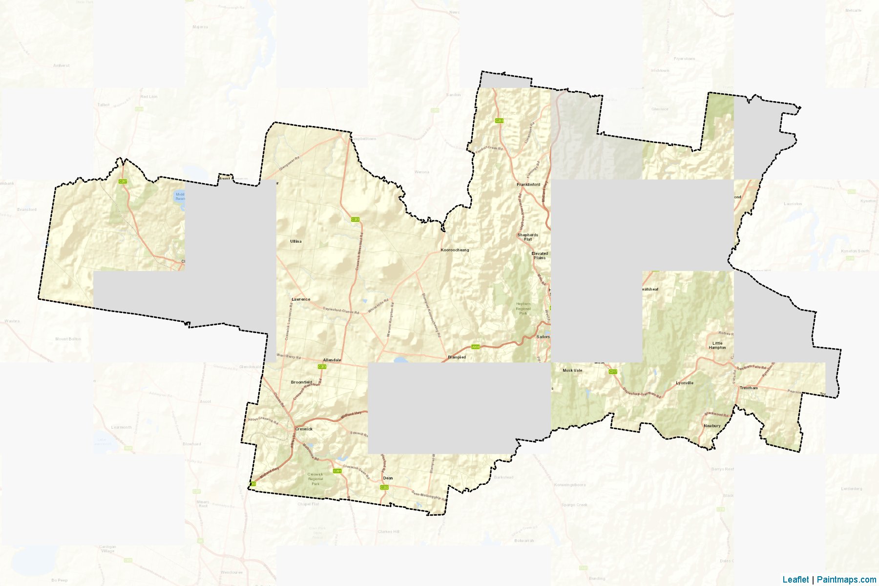 Muestras de recorte de mapas Hepburn (Victoria)-2