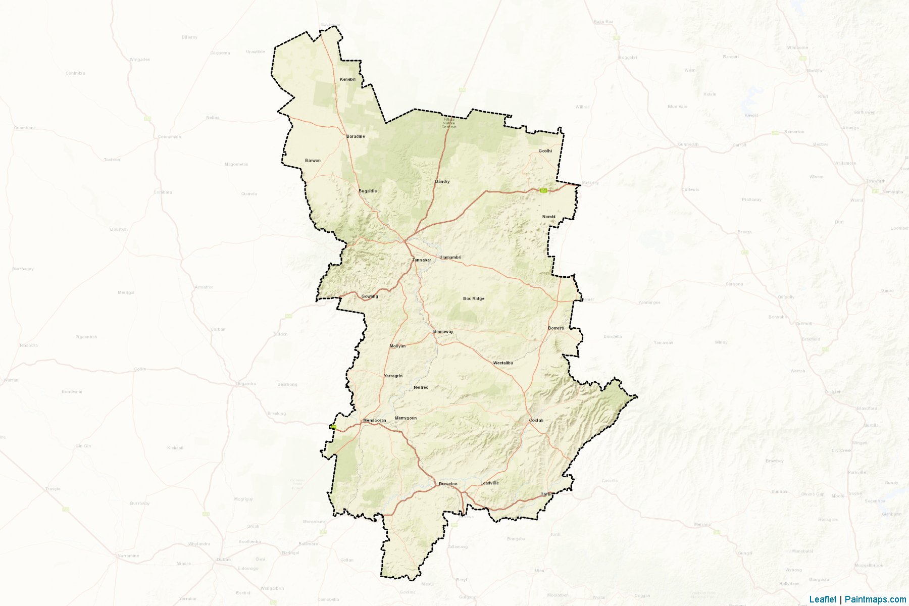 Muestras de recorte de mapas Warrumbungle Shire (New South Wales)-2