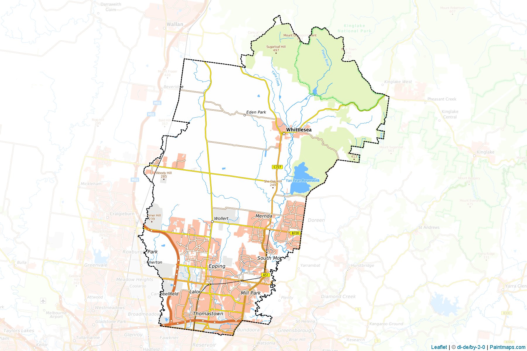 Muestras de recorte de mapas Whittlesea (Victoria)-1