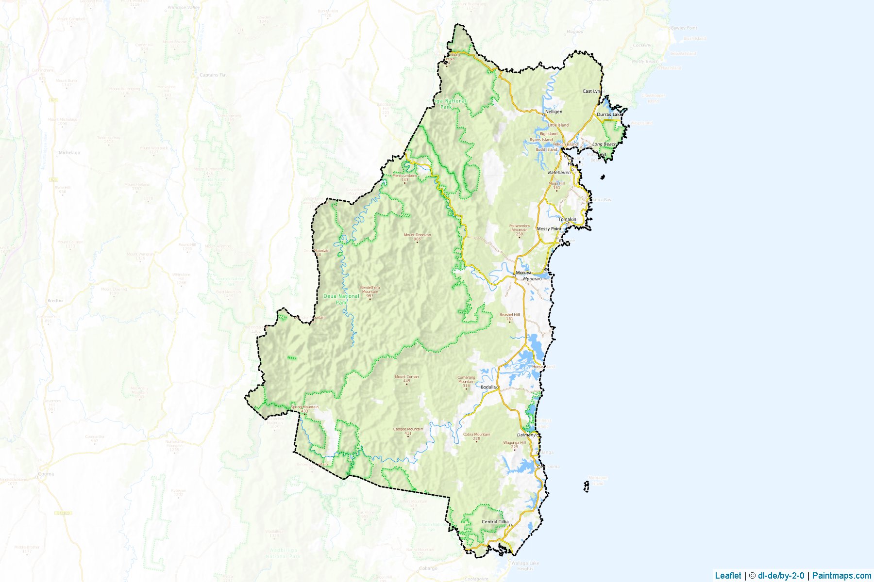 Muestras de recorte de mapas Eurobodalla (New South Wales)-1