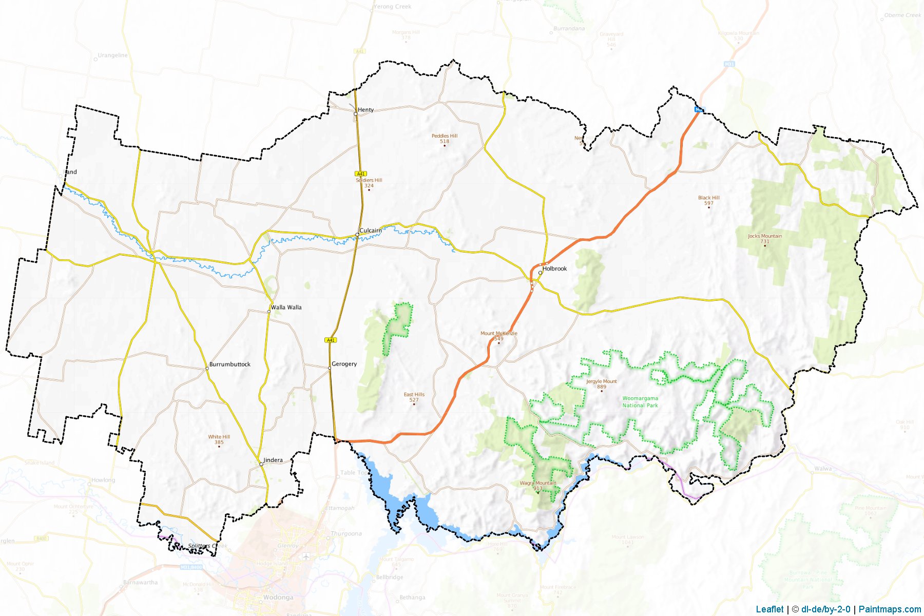 Muestras de recorte de mapas Greater Hume Shire (New South Wales)-1