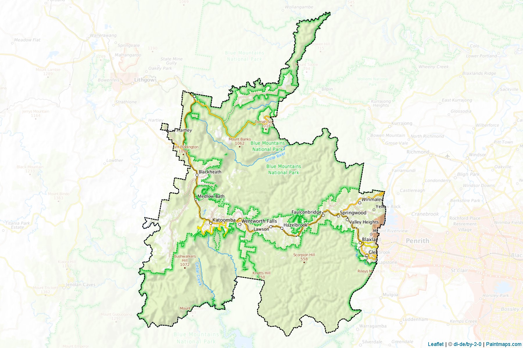 Blue Mountains (New South Wales) Map Cropping Samples-1