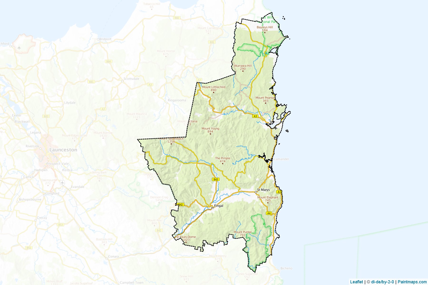 Muestras de recorte de mapas Break O'Day (Tasmania)-1