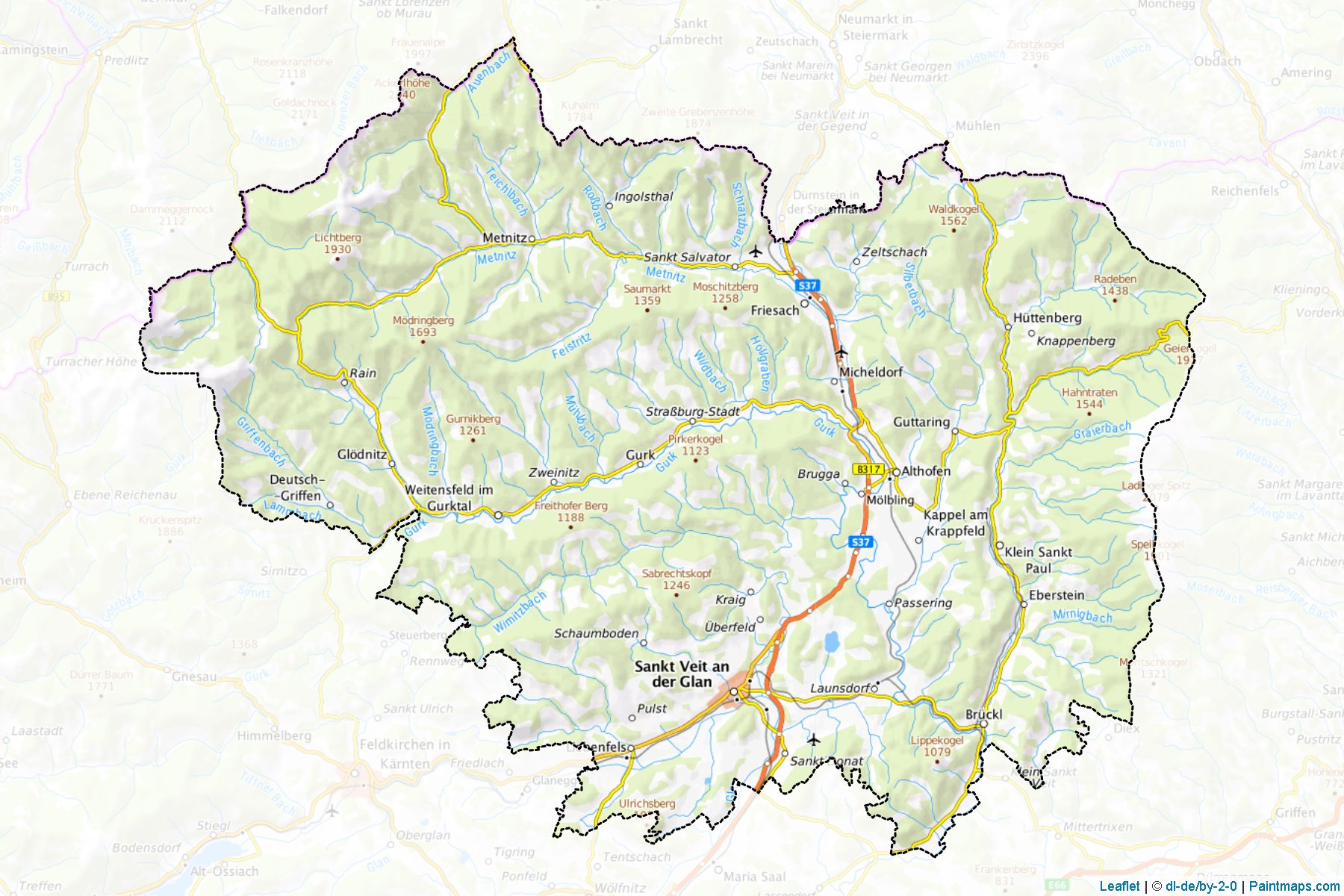 Muestras de recorte de mapas Sankt Veit an der Glan (Kärnten)-1