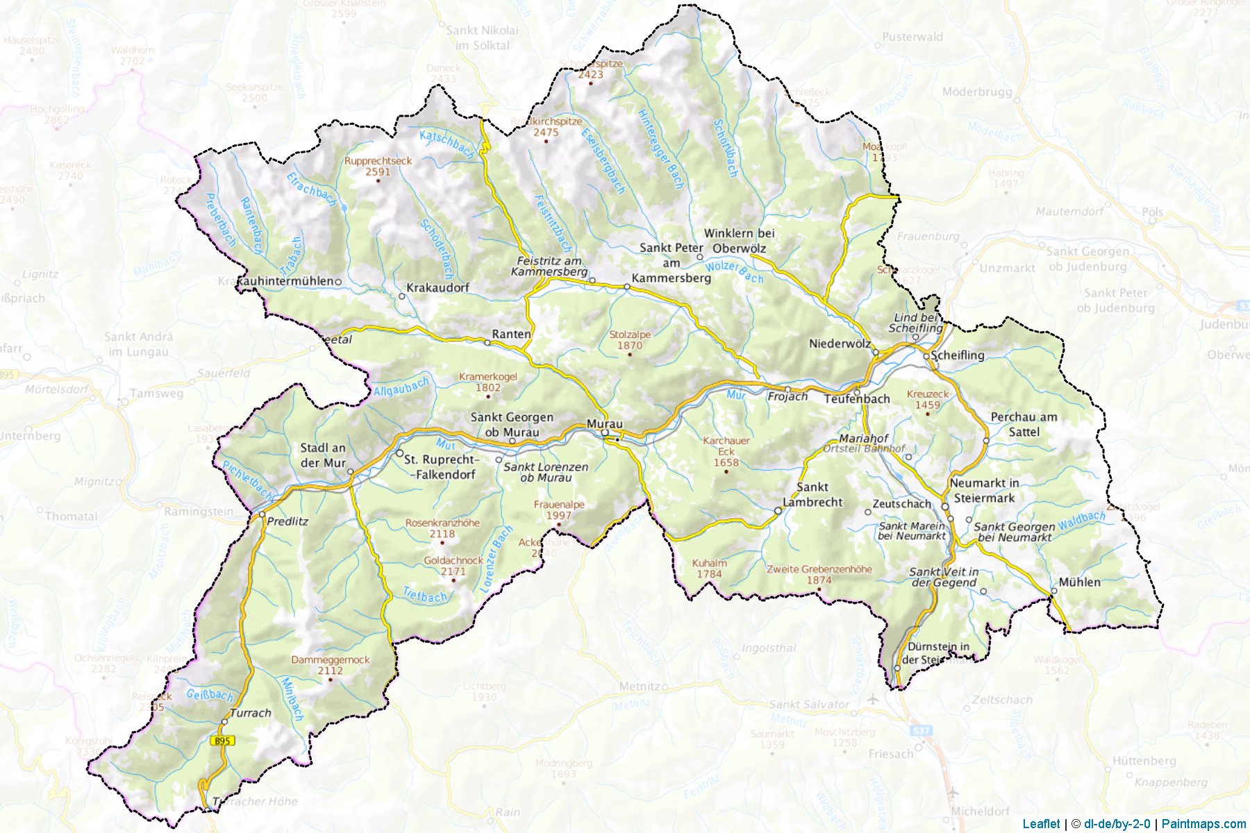 Muestras de recorte de mapas Murau (Steiermark)-1