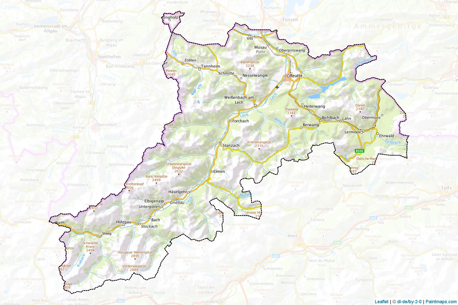 Muestras de recorte de mapas Reutte (Tirol)-1