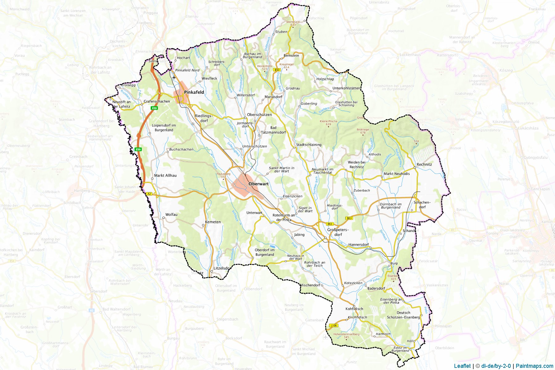 Muestras de recorte de mapas Oberwart (Burgenland)-1