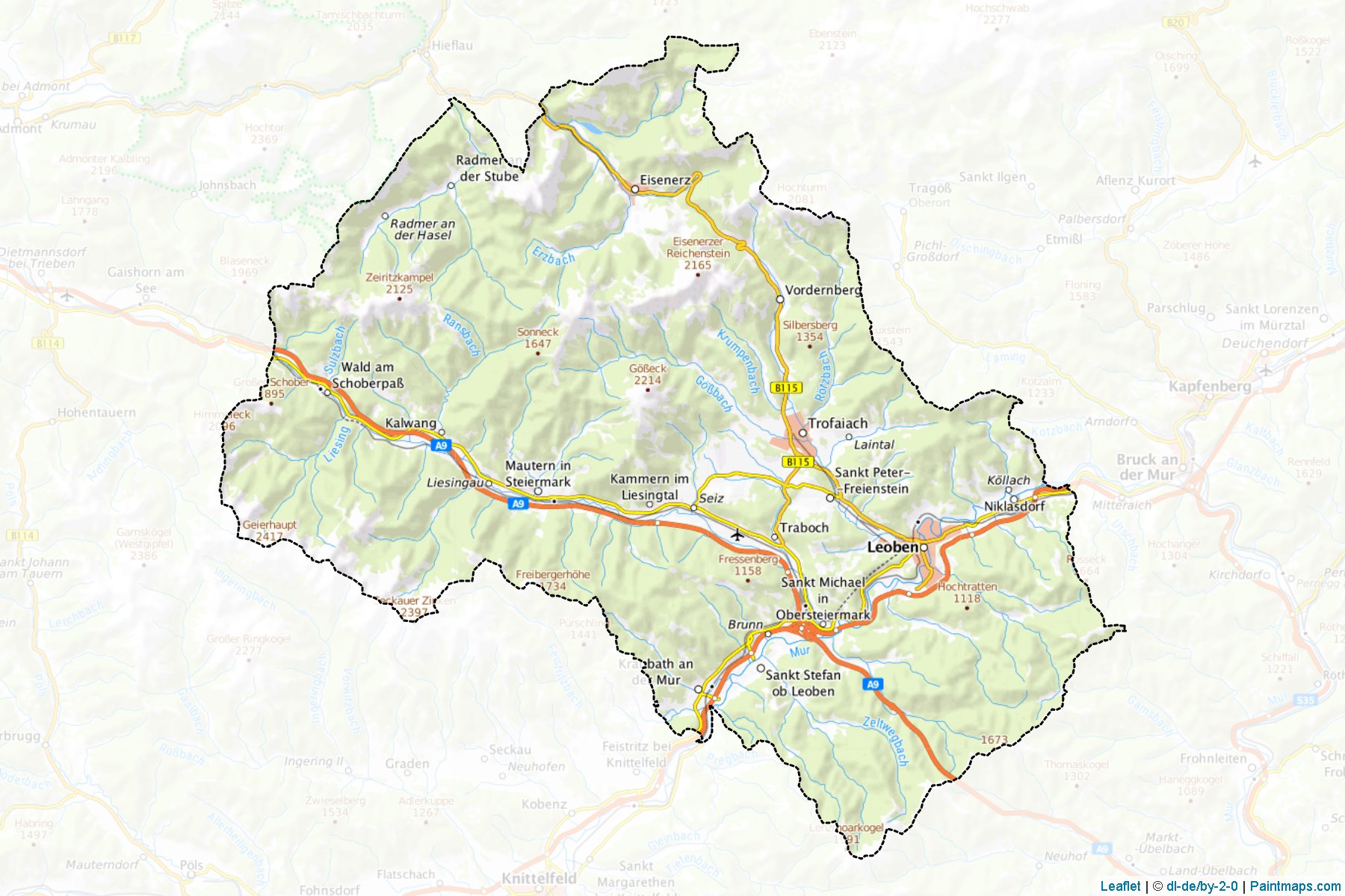 Muestras de recorte de mapas Leoben (Steiermark)-1