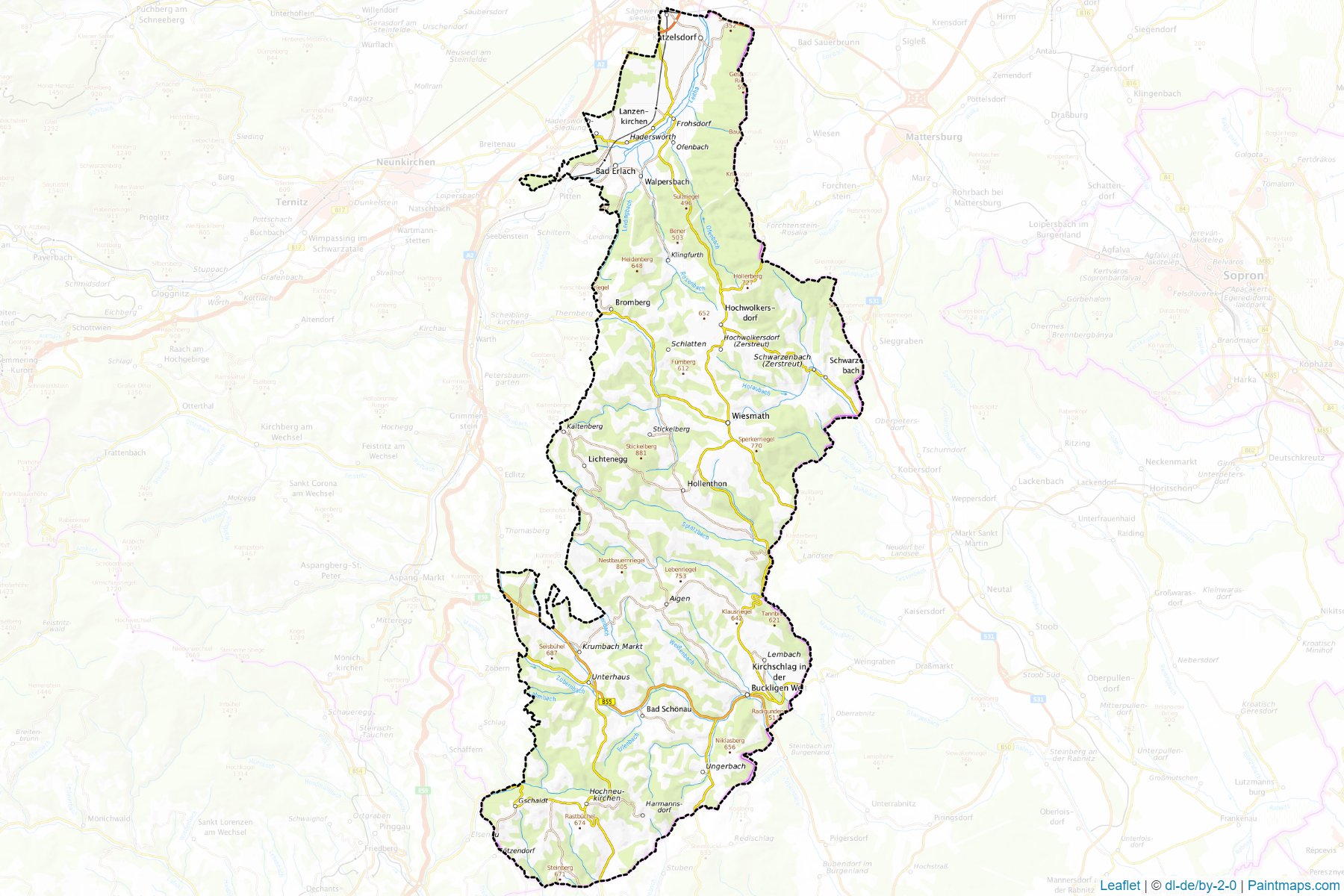 Muestras de recorte de mapas Wiener Neustadt-Land (Niederösterreich)-1