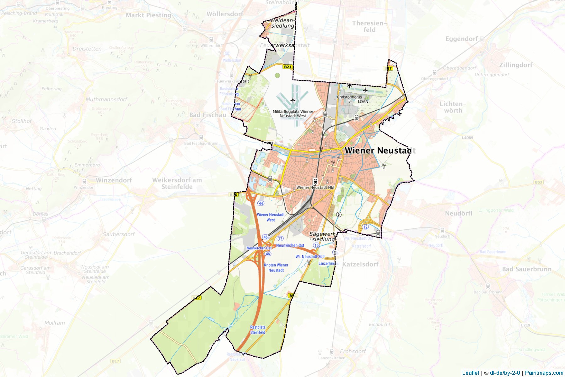 Muestras de recorte de mapas Wiener Neustadt (Niederösterreich)-1