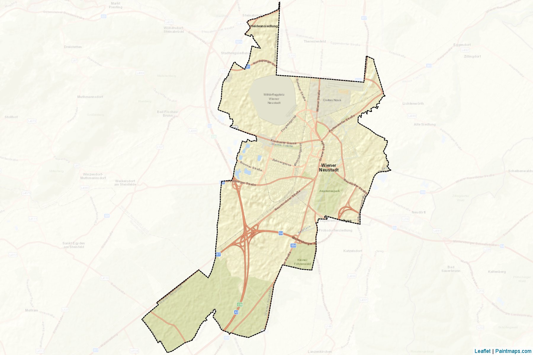 Muestras de recorte de mapas Wiener Neustadt (Niederösterreich)-2