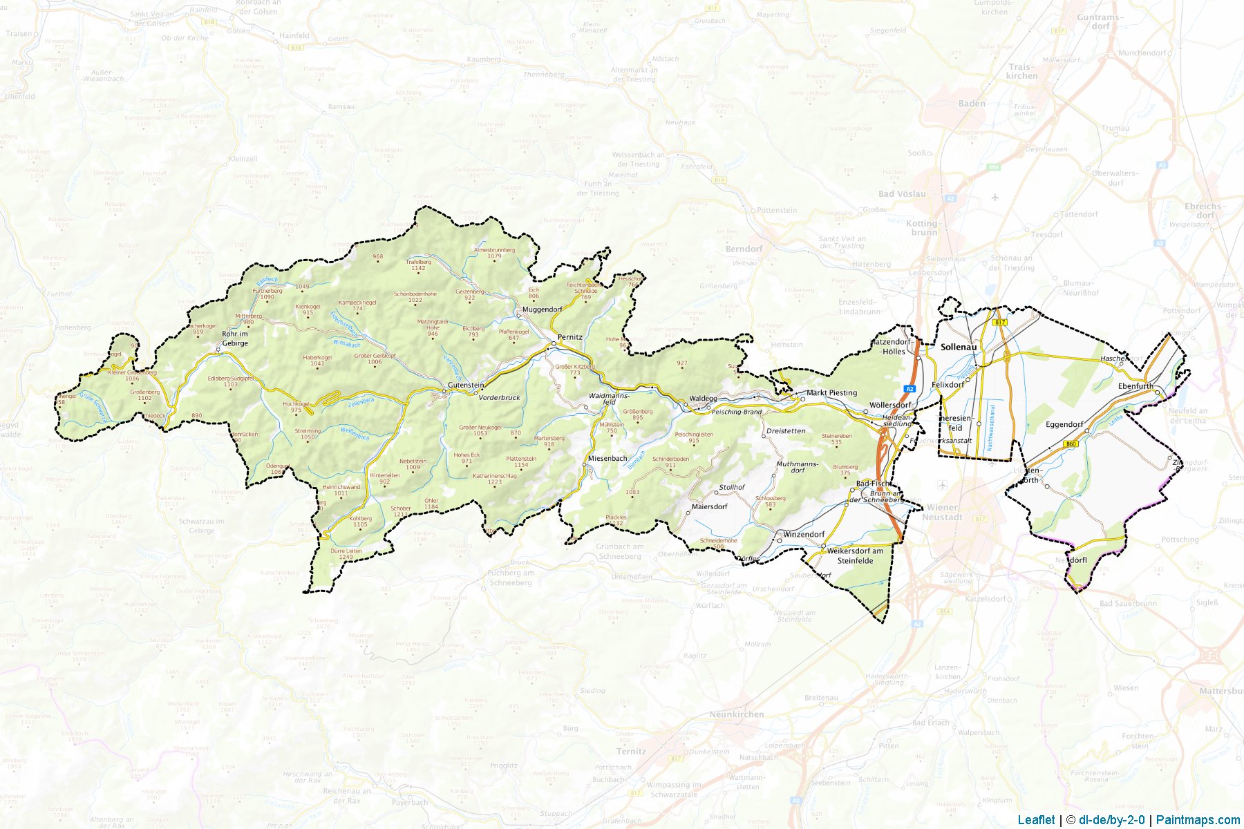 Wiener Neustadt - Land (Aşağı Avusturya) Haritası Örnekleri-1