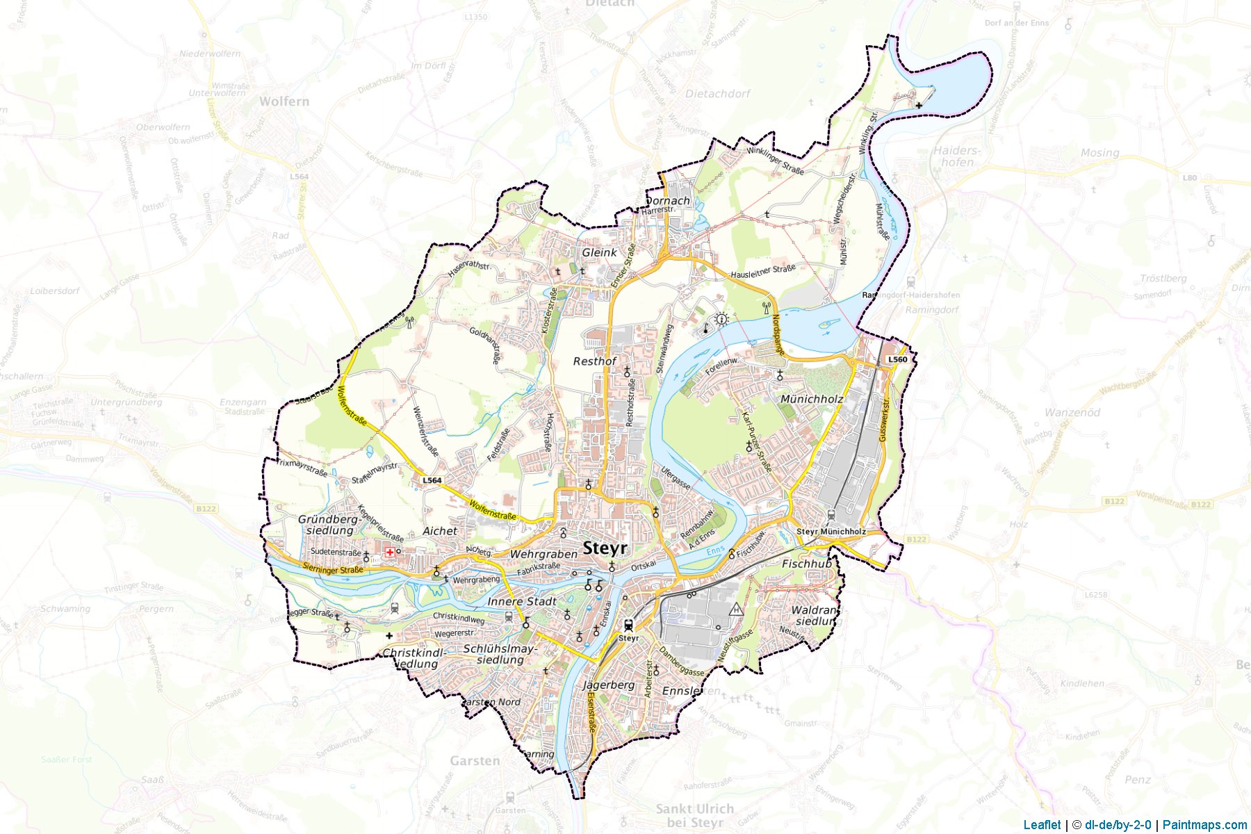 Muestras de recorte de mapas Steyr (Oberösterreich)-1