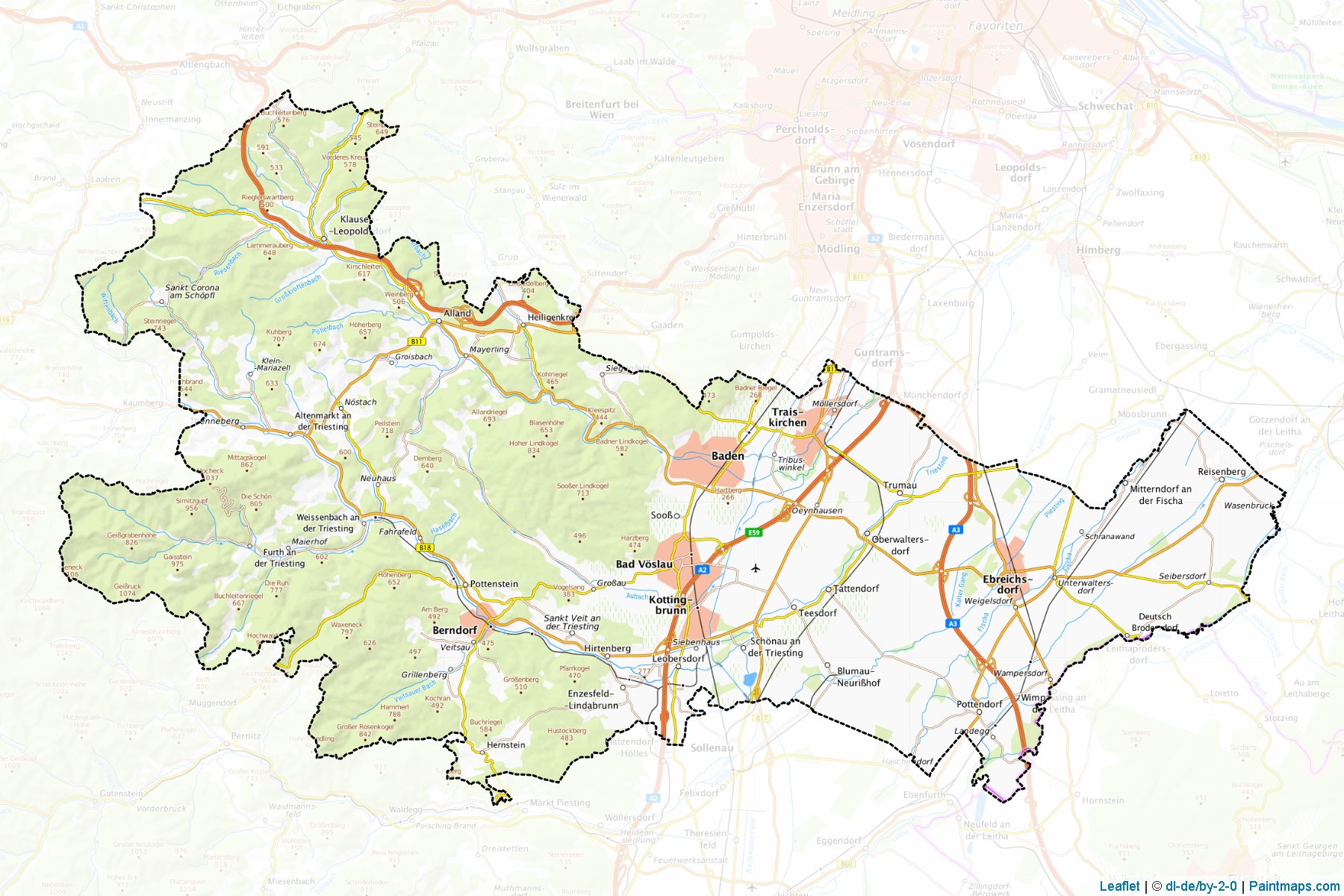 Muestras de recorte de mapas Baden (Niederösterreich)-1