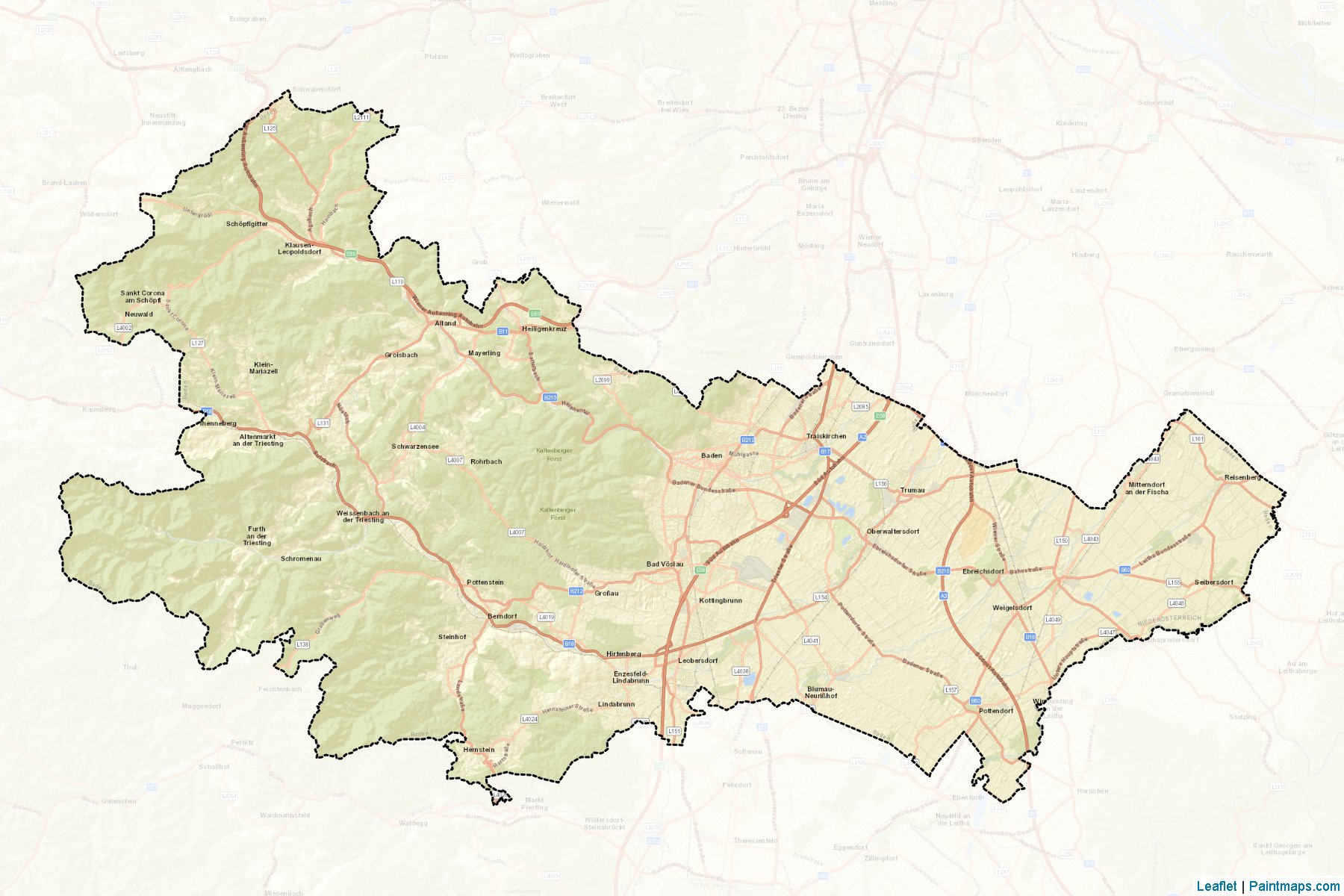 Muestras de recorte de mapas Baden (Niederösterreich)-2