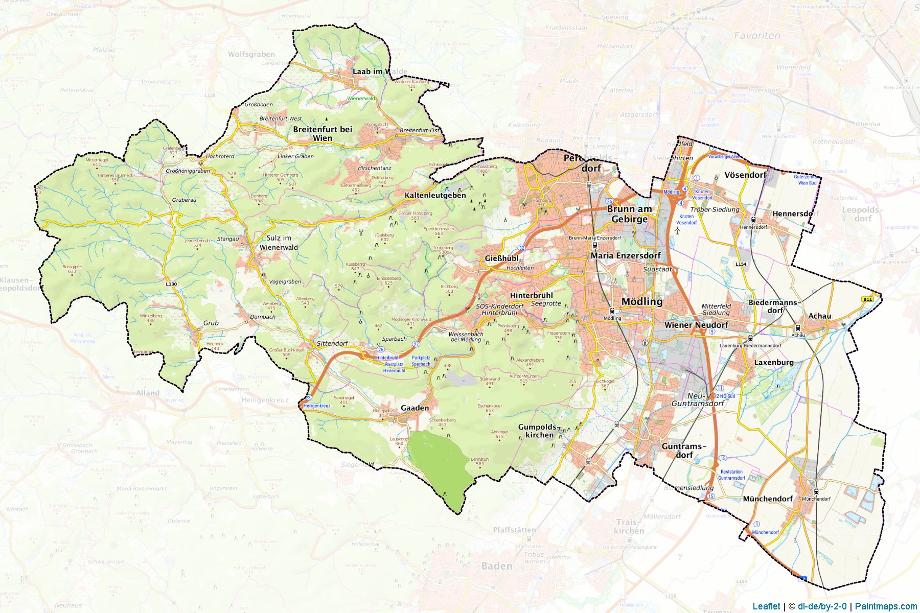 Muestras de recorte de mapas Mödling (Niederösterreich)-1