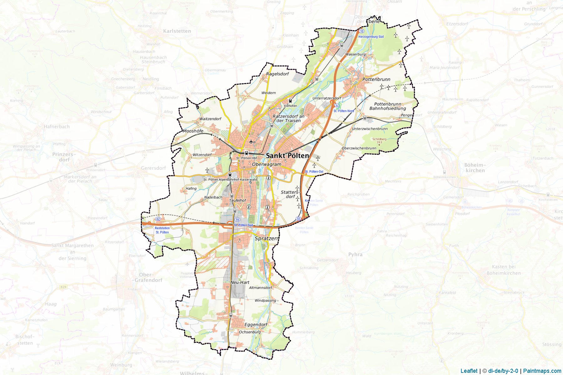 Muestras de recorte de mapas Sankt Pölten (Niederösterreich)-1