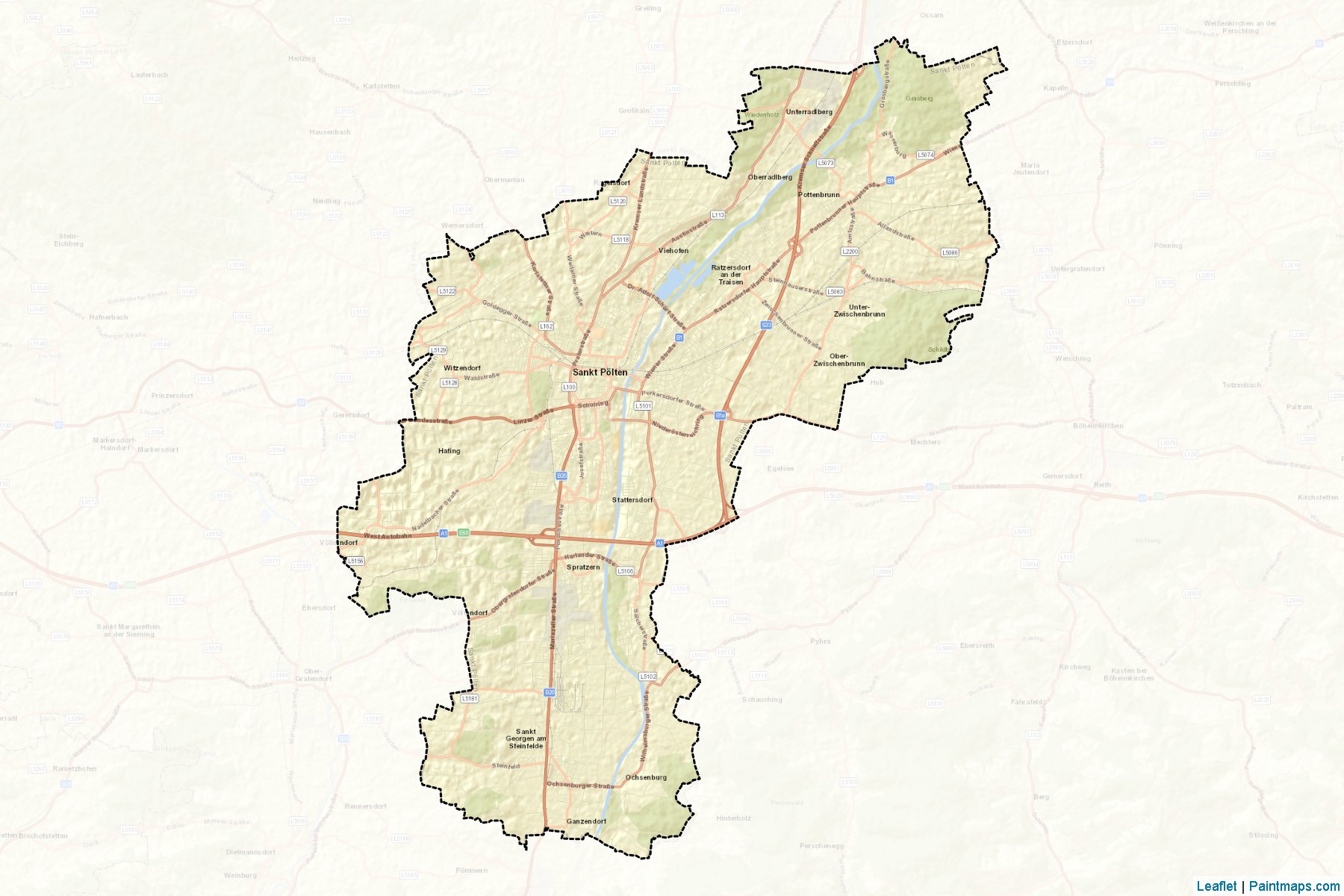 Muestras de recorte de mapas Sankt Pölten (Niederösterreich)-2