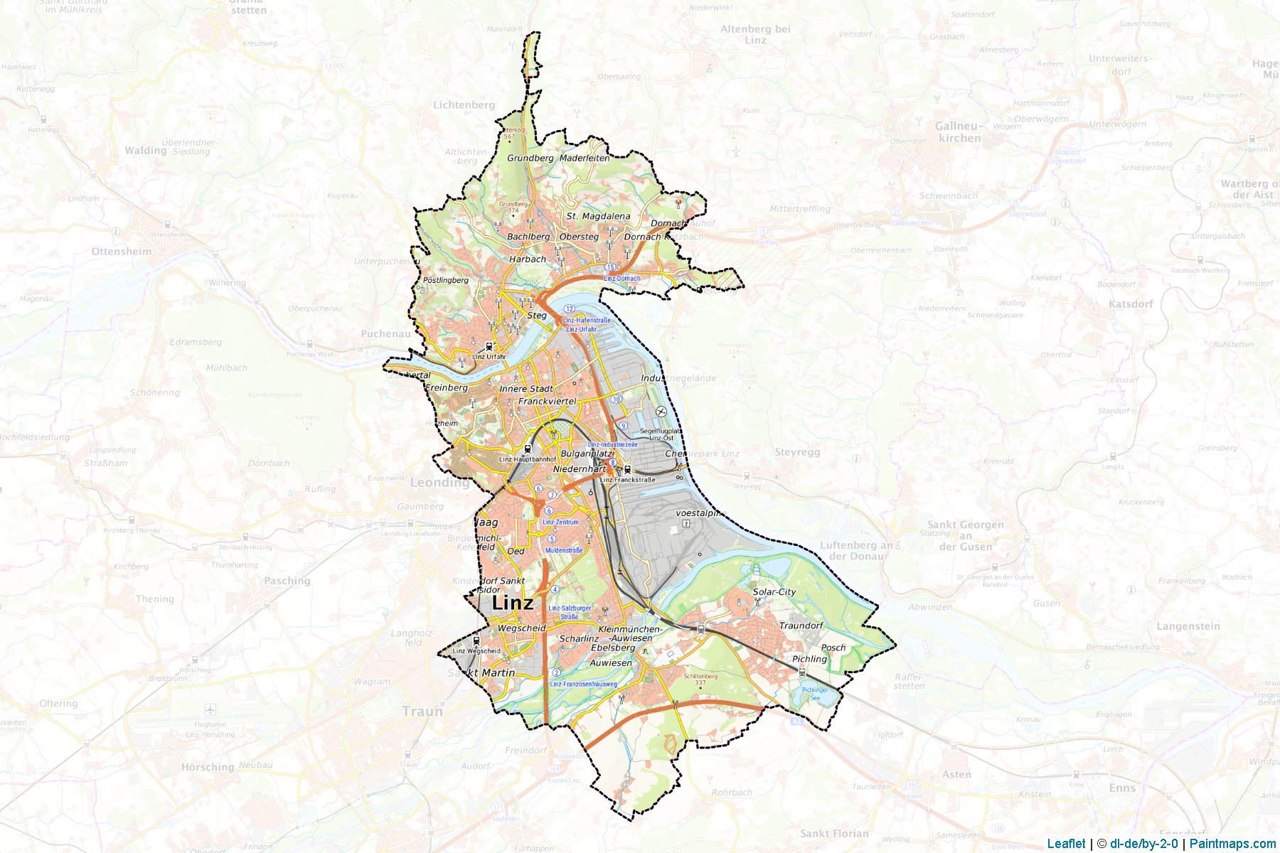 Muestras de recorte de mapas Linz (Oberösterreich)-1