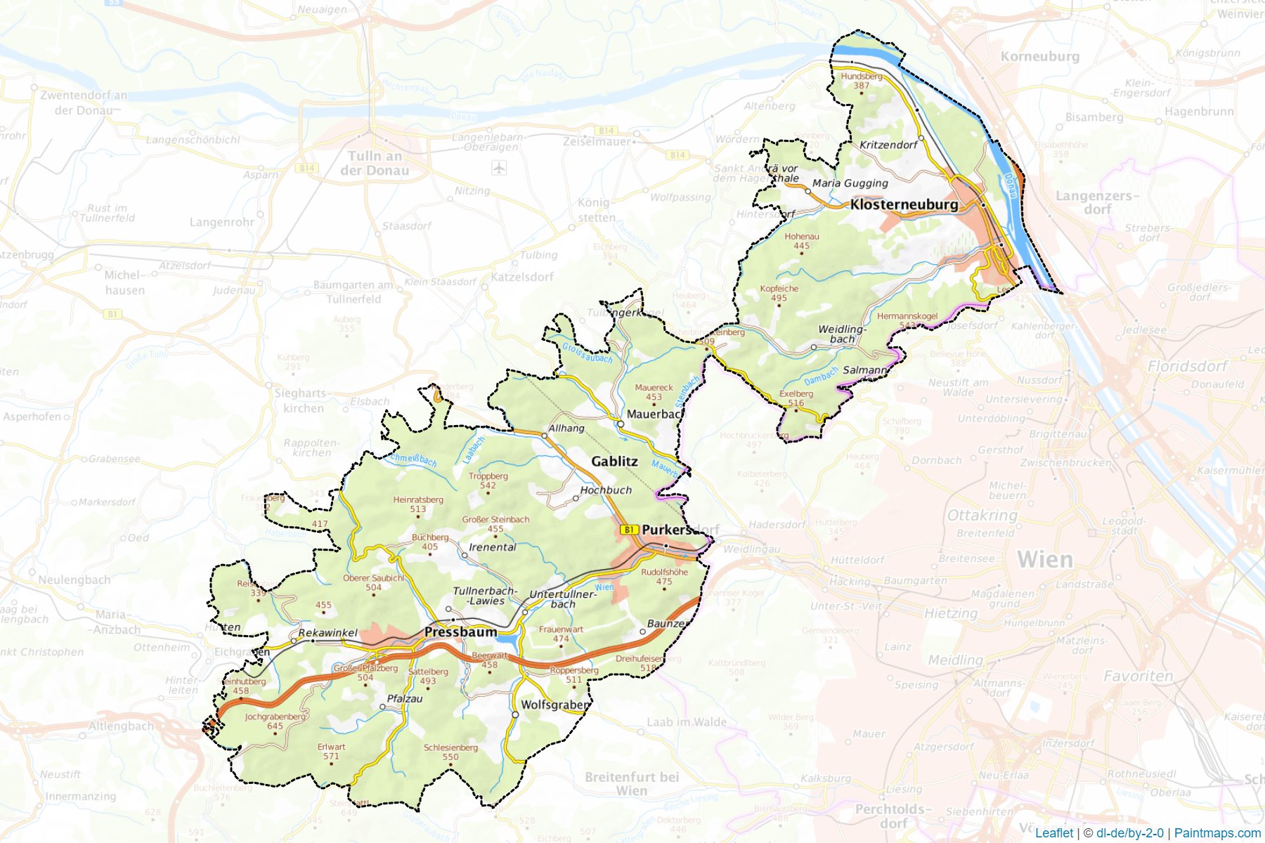 Muestras de recorte de mapas Wien-Umgebung (Niederösterreich)-1