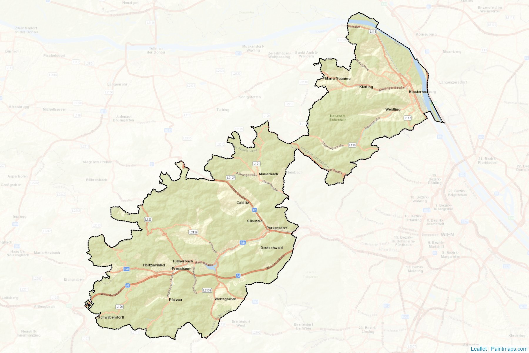 Muestras de recorte de mapas Wien-Umgebung (Niederösterreich)-2