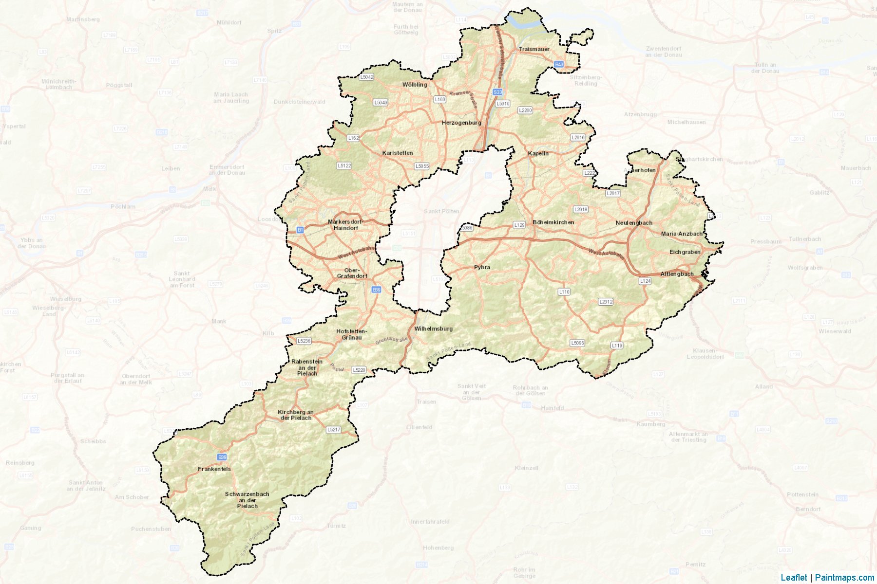 Muestras de recorte de mapas Sankt Pölten - Land (Niederösterreich)-2