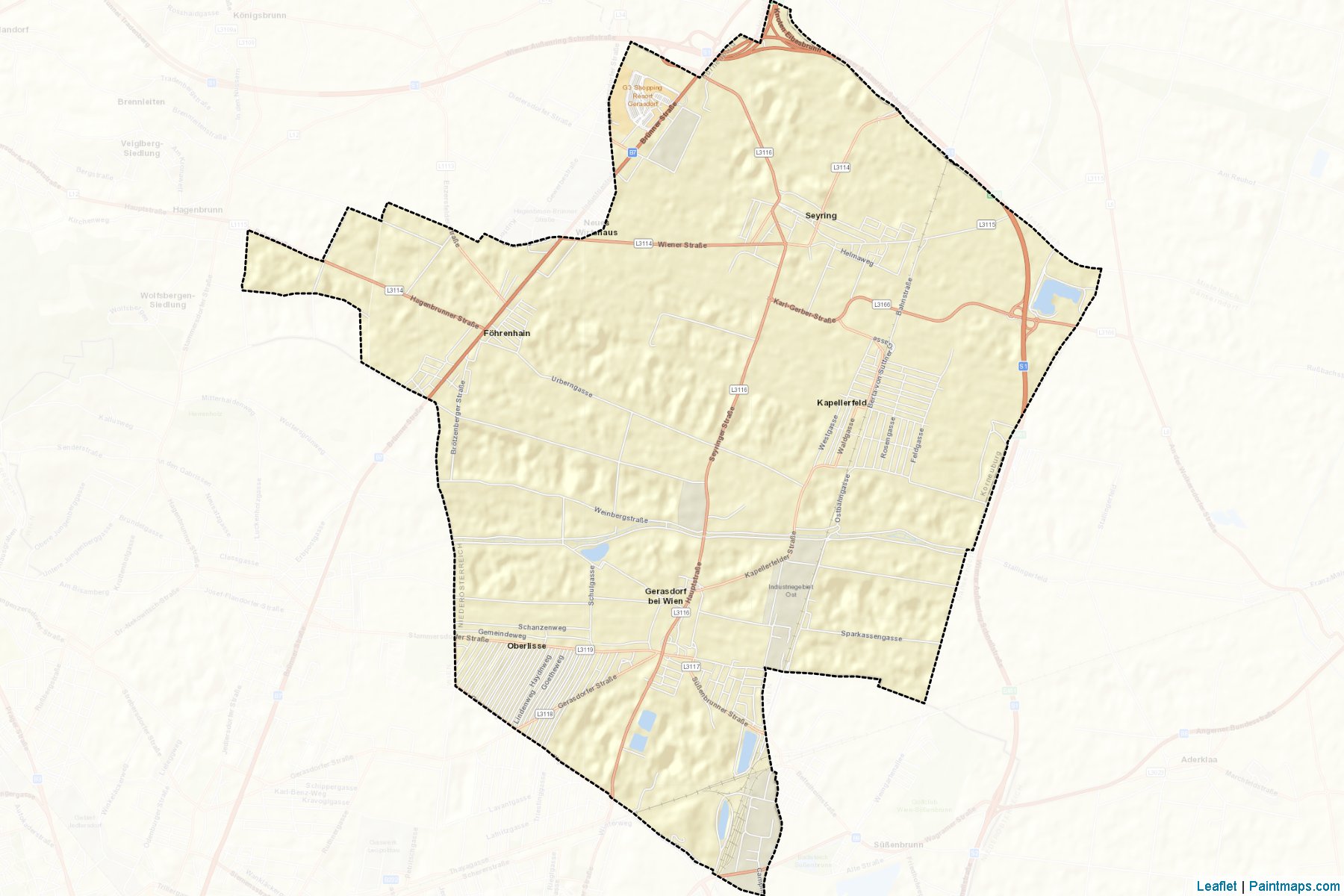 Muestras de recorte de mapas Wien - Umgebung (Niederösterreich)-2