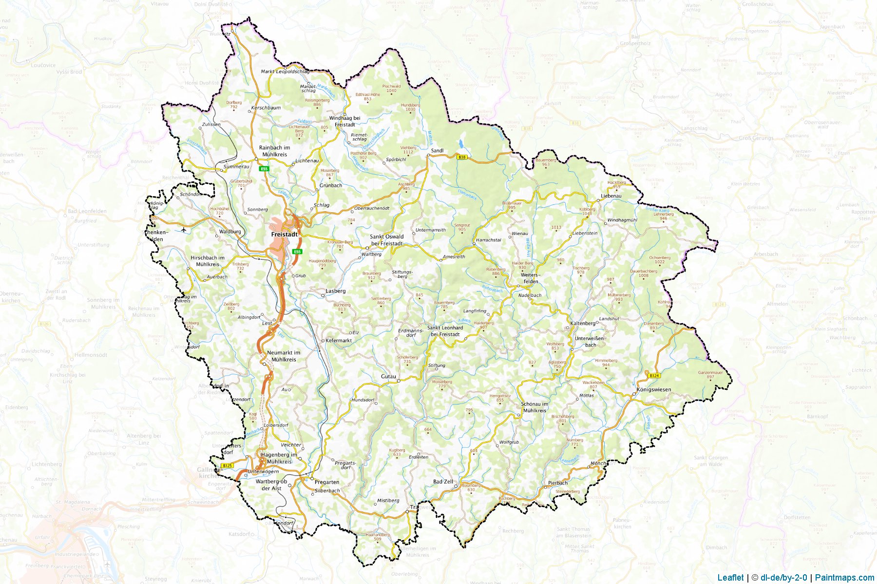 Muestras de recorte de mapas Freistadt (Oberösterreich)-1