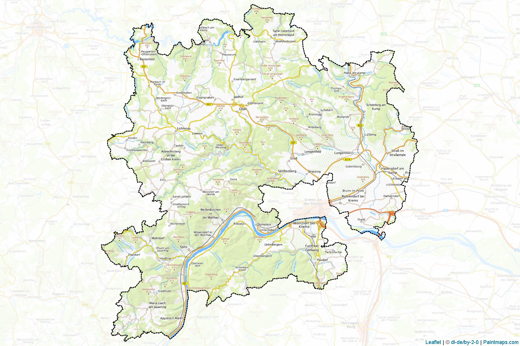 Krems an der Donau Land (Lower Austria) Map Cropping Samples-1