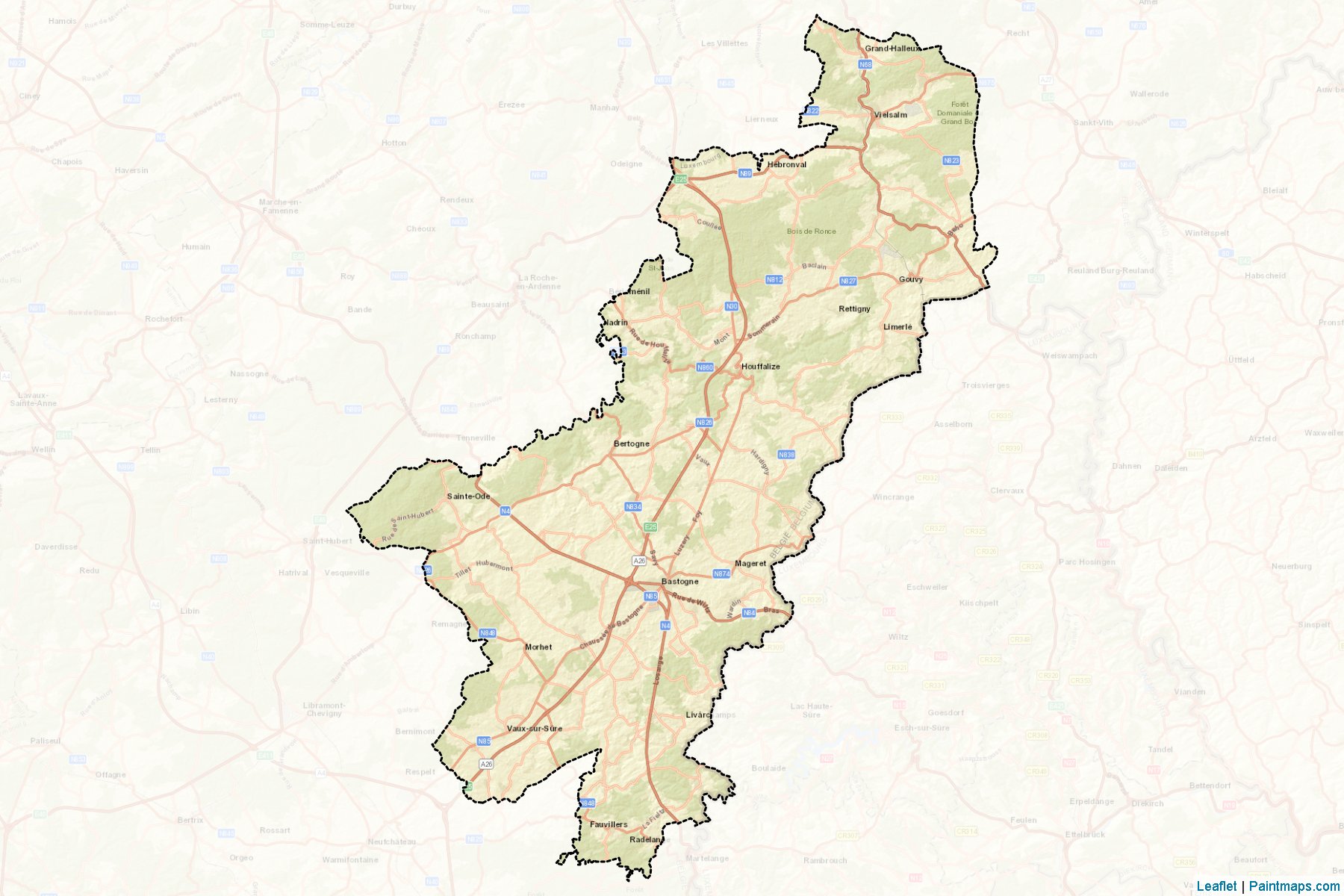 Bastogne (Luxembourg) Map Cropping Samples-2