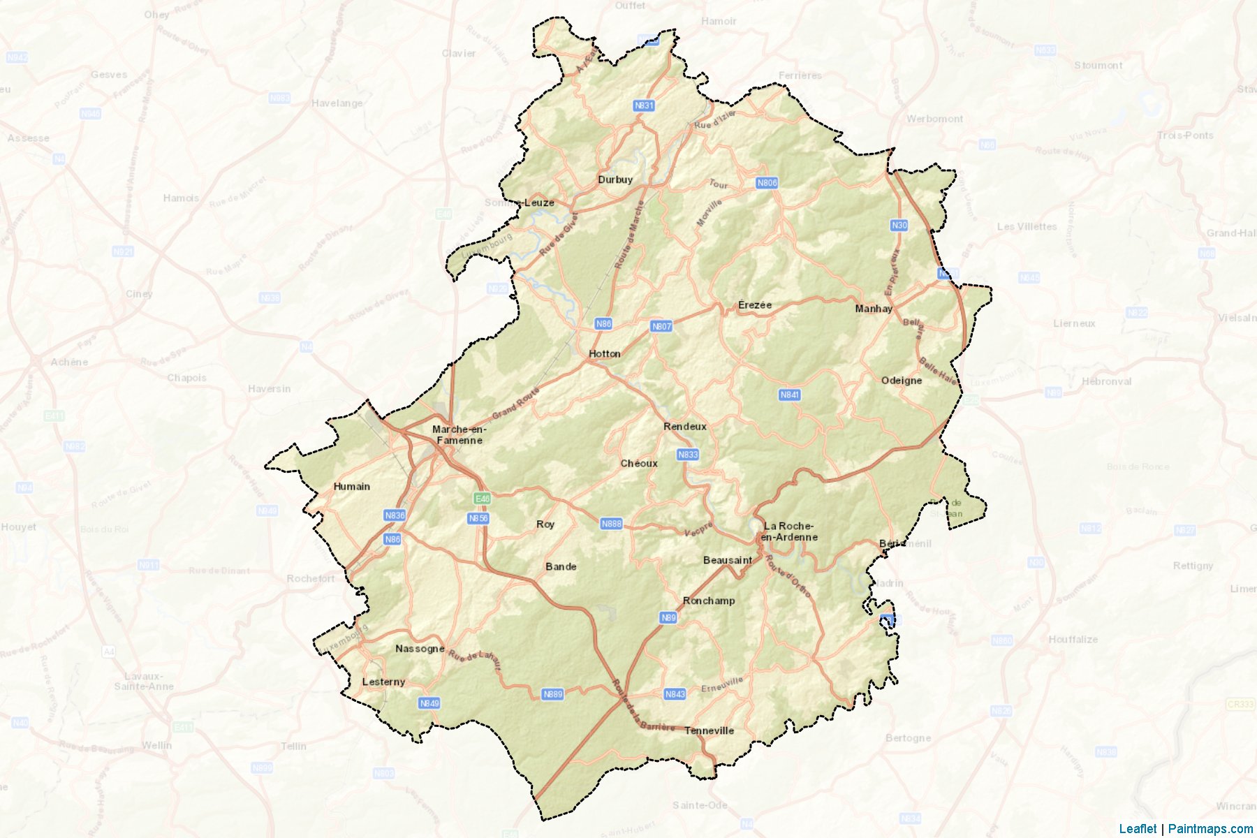 Muestras de recorte de mapas Marche-en-Famenne (Luxembourg)-2