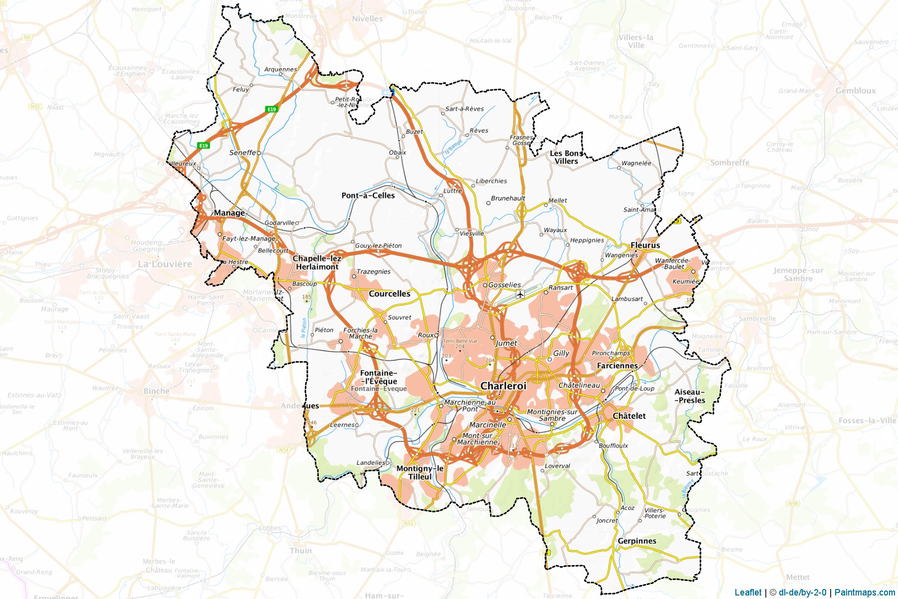 Muestras de recorte de mapas Charleroi (Hainaut)-1