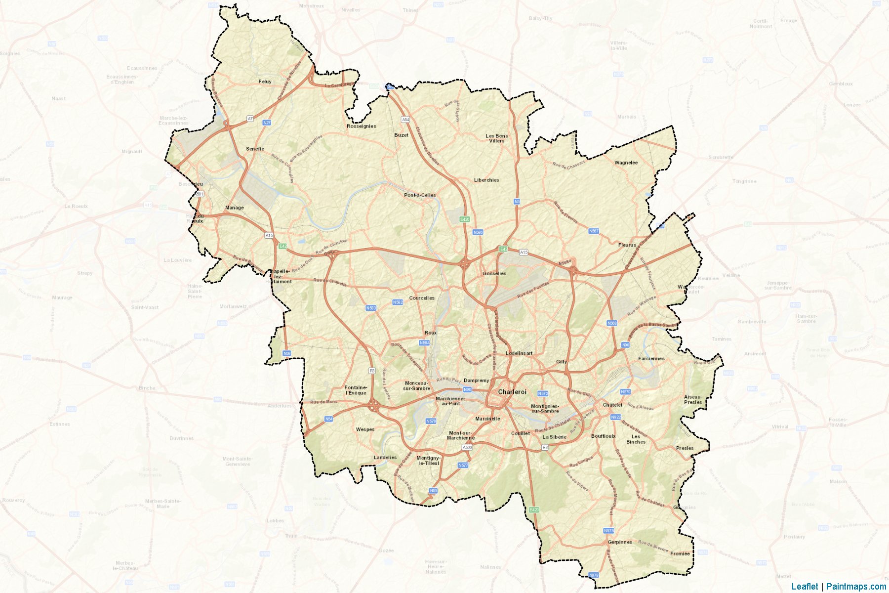 Muestras de recorte de mapas Charleroi (Hainaut)-2