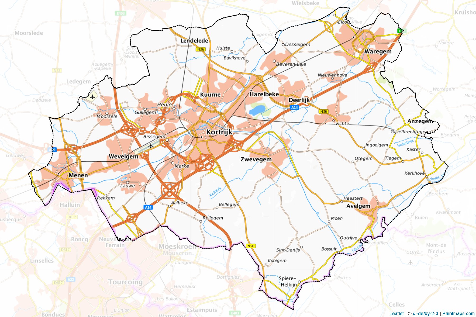 Kortrijk (West-Vlaanderen) Haritası Örnekleri-1