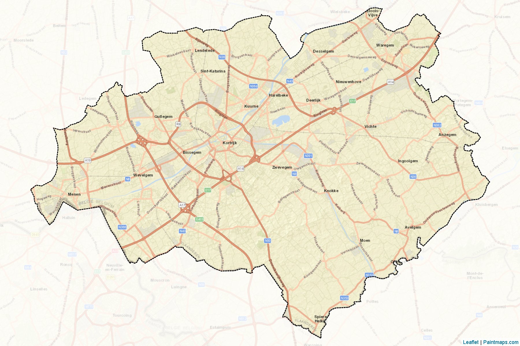 Kortrijk (West-Vlaanderen) Haritası Örnekleri-2