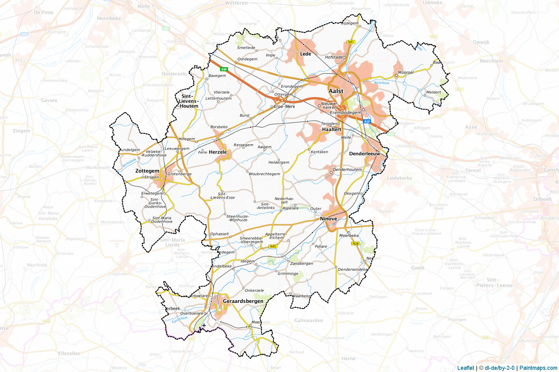 Muestras de recorte de mapas Aalst (Oost-Vlaanderen)-1