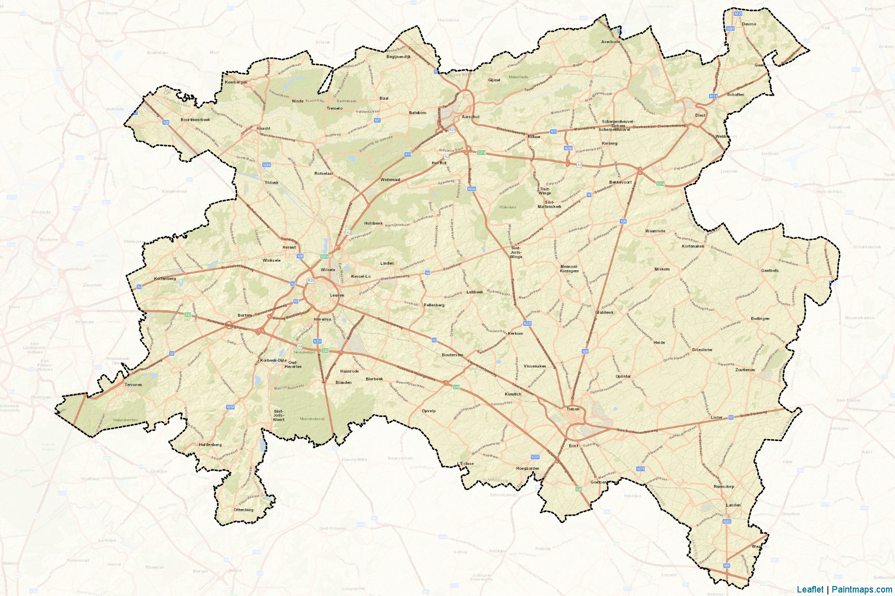 Muestras de recorte de mapas Leuven (Vlaams-Brabant)-2